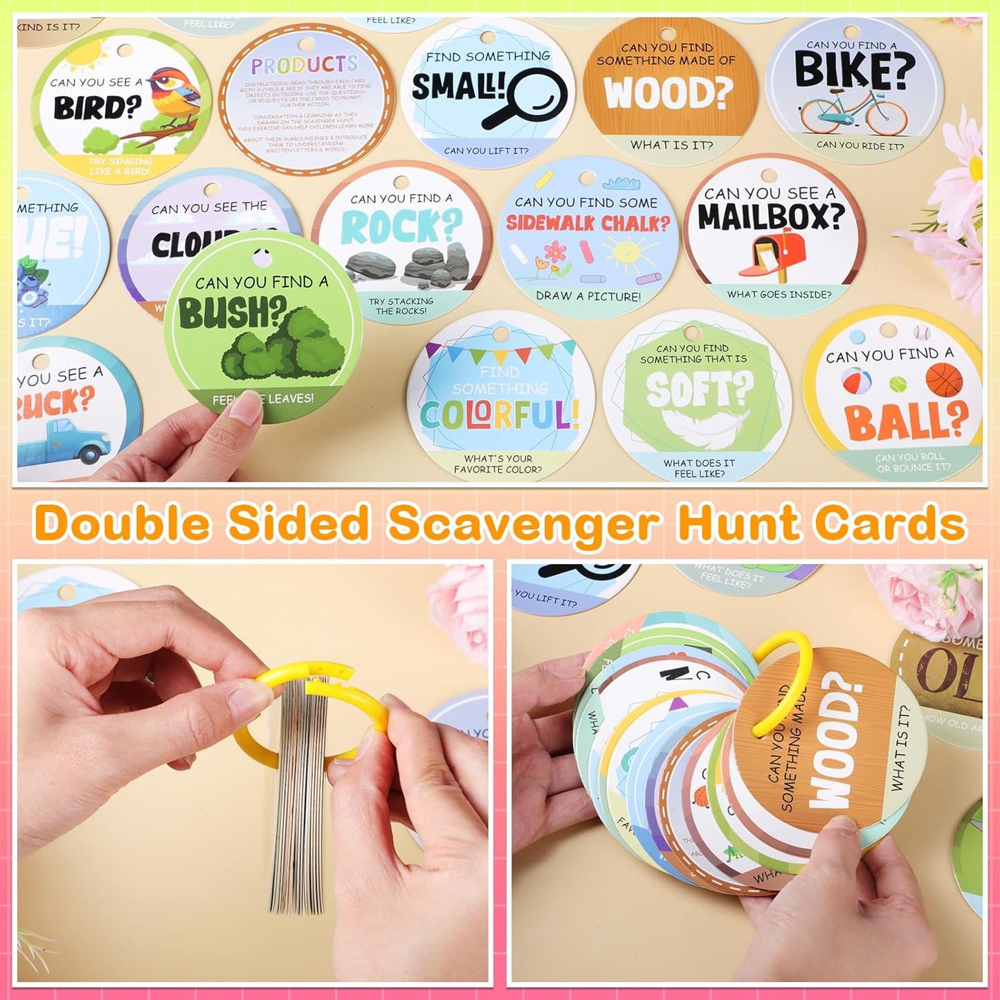 Hoolerry Toddler Scavenger Hunt Cards, Scavenger Hunt Game Preschool Games, Toddler Activity for Toddlers Ages 3 4 5 Children Birthday Gifts(Outdoor Edition)