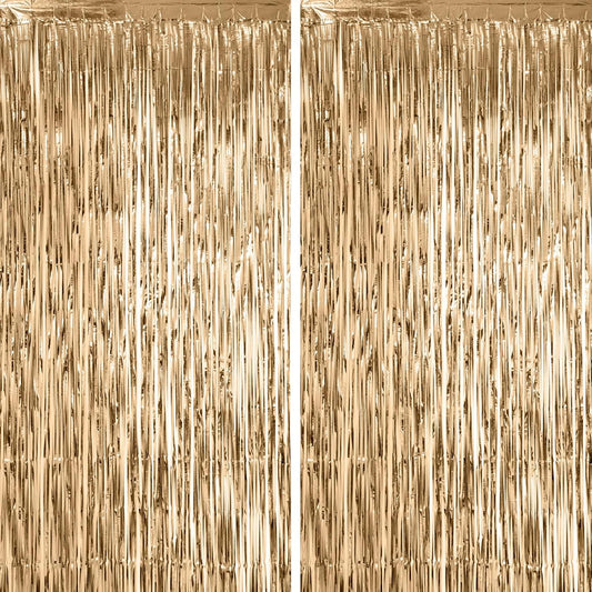 Voircoloria 2 Pack Laser Pink Tinsel Foil Fringe Curtains, Mothers Day Pink Decorations, Metallic Tinsel Party Streamers Backdrop for Birthday Bachelorette Graduation Wedding Party Decorations - Colors B
