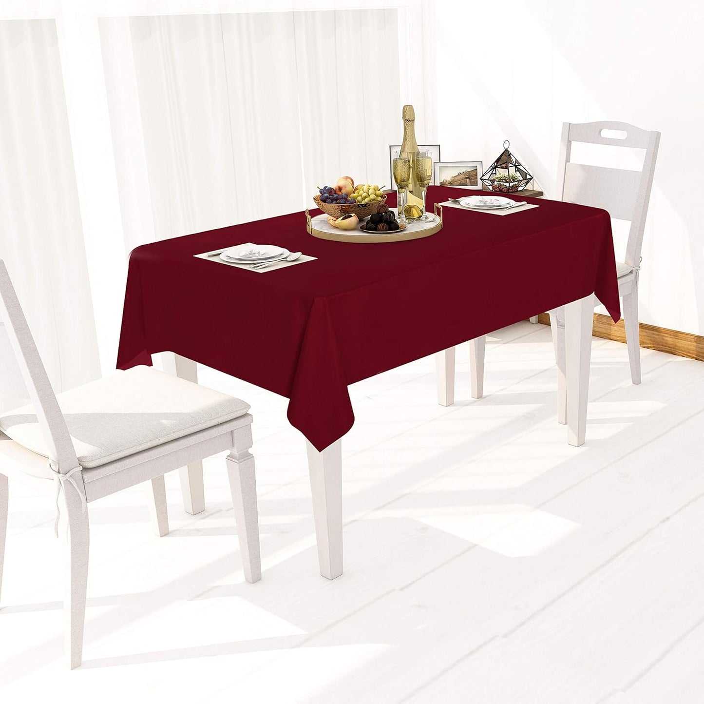 sancua Clear Plastic 100% Waterproof Tablecloth - 54 x 78 Inch - Vinyl PVC Rectangle Table Cloth Protector Oil Spill Proof Wipe Clean Table Cover for Dining Tables, Parties & Camping, Crystal Clear
