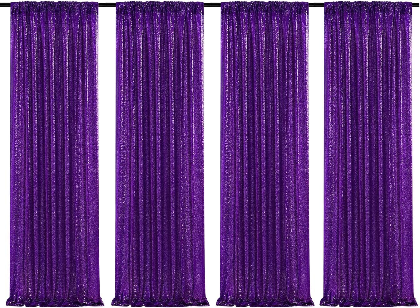 Poise3EHome Black Sequin Backdrop Curtains, 2 Panels 2FTx8FT Glitter Photo Booth Backdrop for Halloween Birthday Bachelorette Wednesday Twilight Party Decorations