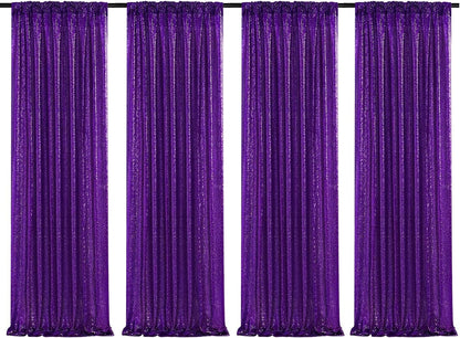 Poise3EHome Black Sequin Backdrop Curtains, 2 Panels 2FTx8FT Glitter Photo Booth Backdrop for Halloween Birthday Bachelorette Wednesday Twilight Party Decorations
