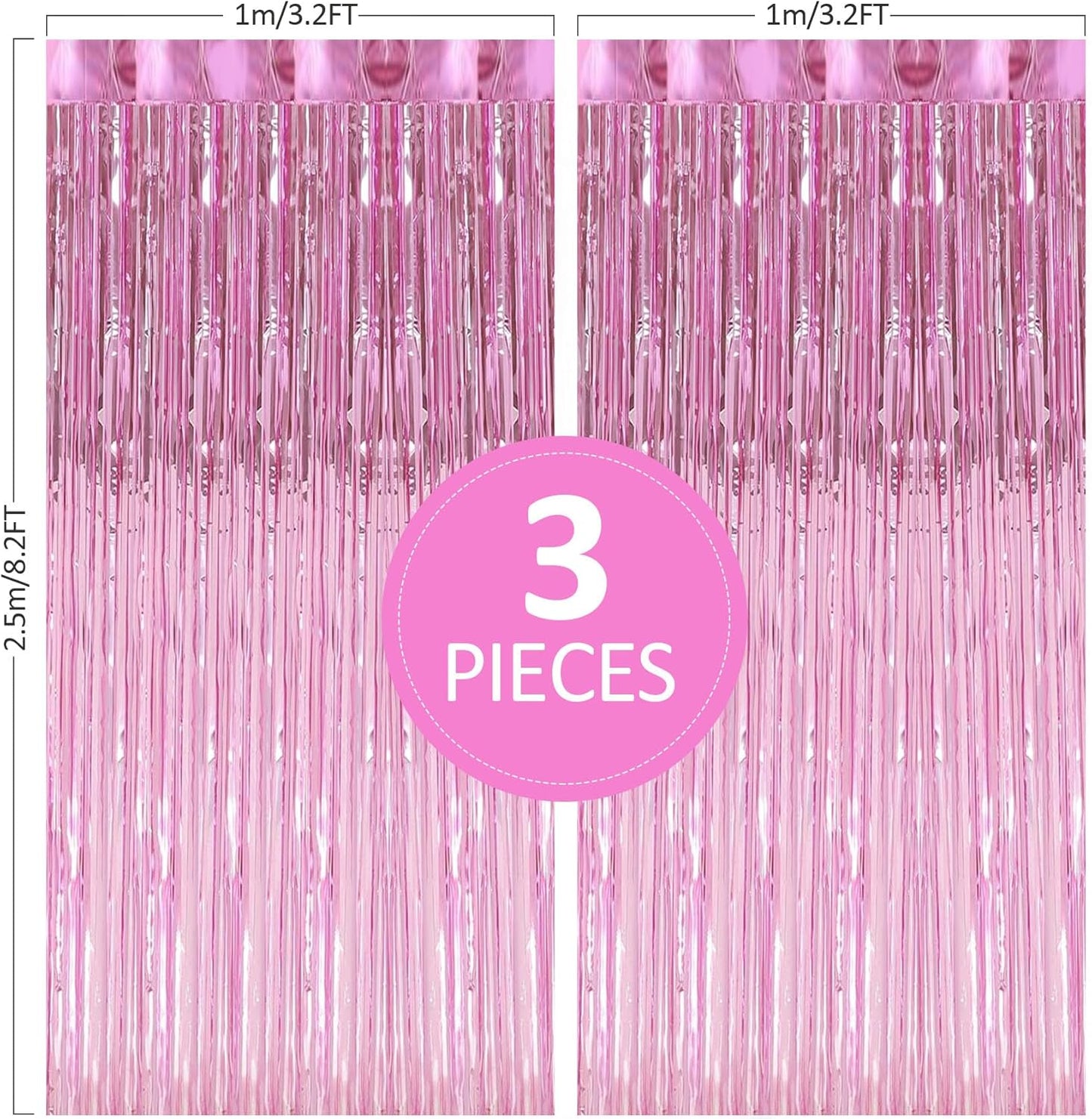 Birthday Party Decorations: 3 Pack 3.3 x 9.9 ft Gold Foil Fringe Curtains Party Supplies, Tinsel Curtain Backdrop for Parties/Birthday/Photo Booth