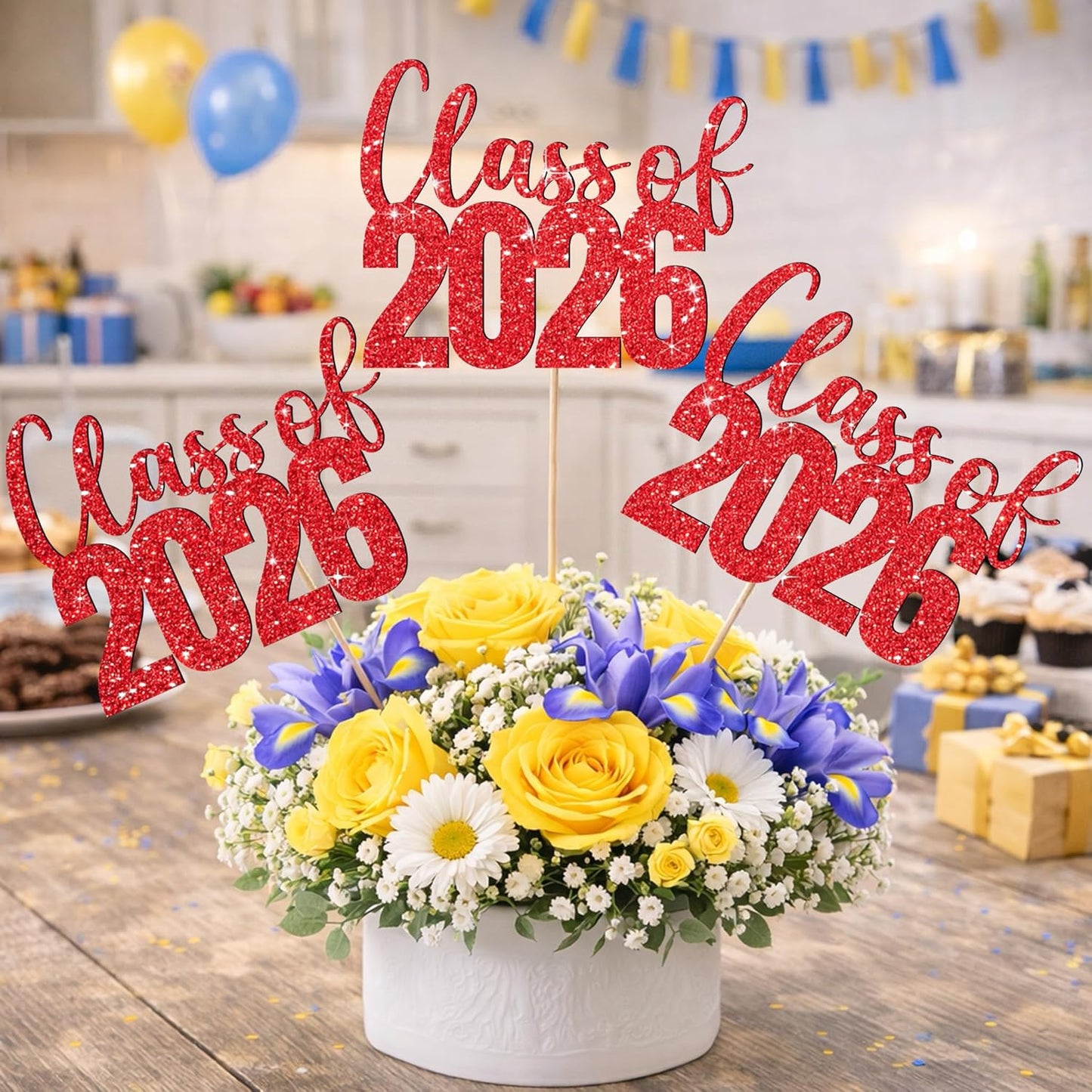 Class of 2026 Centerpieces Sticks for Graduation, 16 Pcs Graduation Decorations Cake Toppers, Graduation Theme Party Decorations Supply(BG)