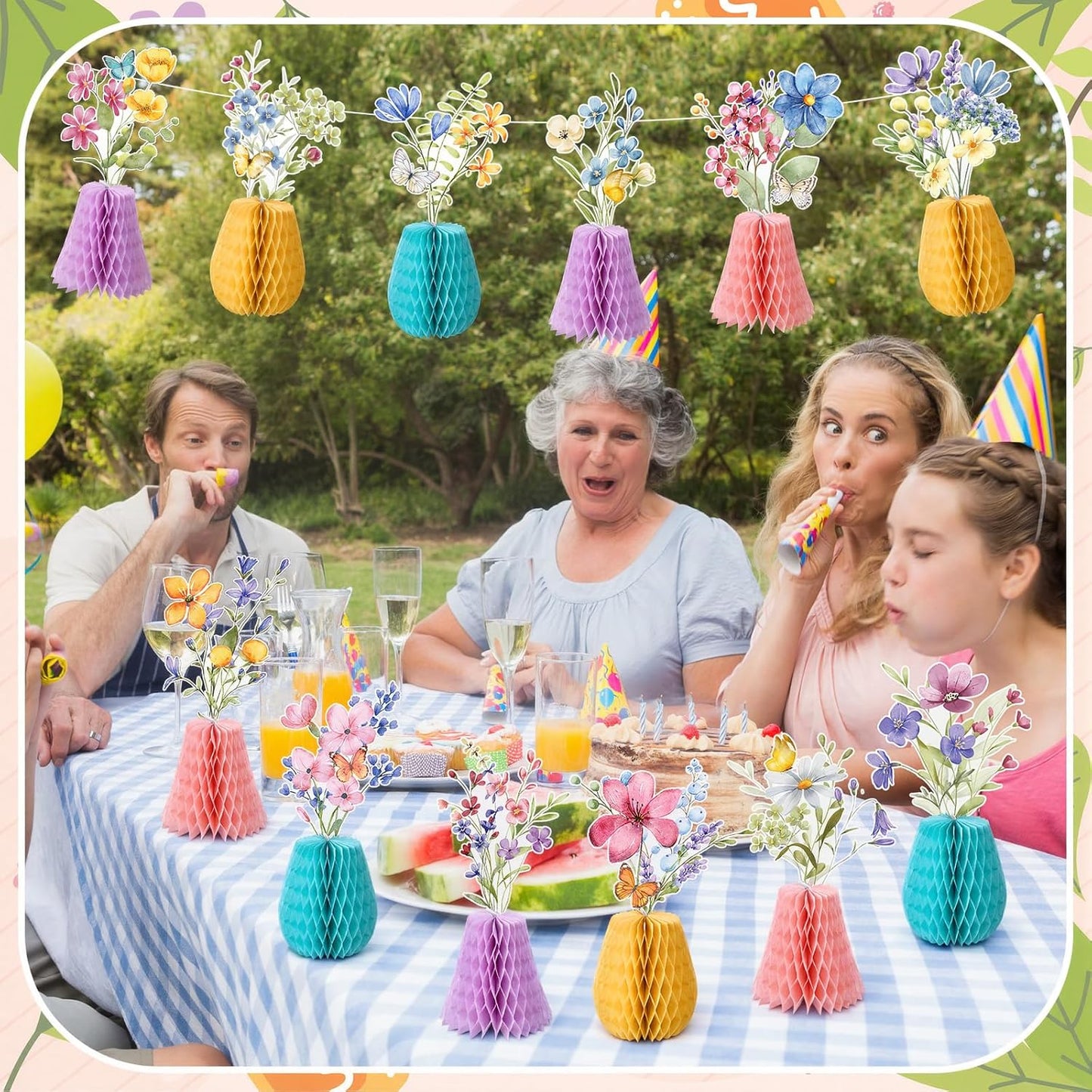 Vicenpal 12 Pcs Wildflowers Honeycomb Centerpieces Wildflowers Party Decorations 3D Summer Table Decor Flower Centerpieces for Birthday Baby Shower Wedding Party Office Home Decorations