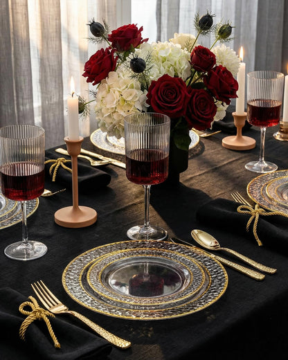 Ciaell 24 Pack Plastic Champagne Flutes - 6oz Ribbed Disposable Champagne Glasses - Clear Vintage Mimosa Glasses with Long Stem, Elegant for Weddings, Birthdays, Party