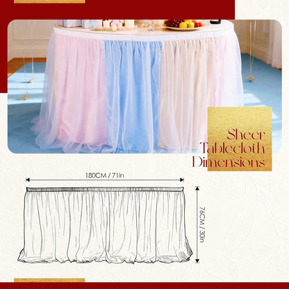 THARAHT Tulle Table Skirt 6FT 180CM Long for Rectangle Tables Round Tables Ruffle Desk Skirt for Princess Girls Birthday Party Cake Dessert Decorations Table Skirt