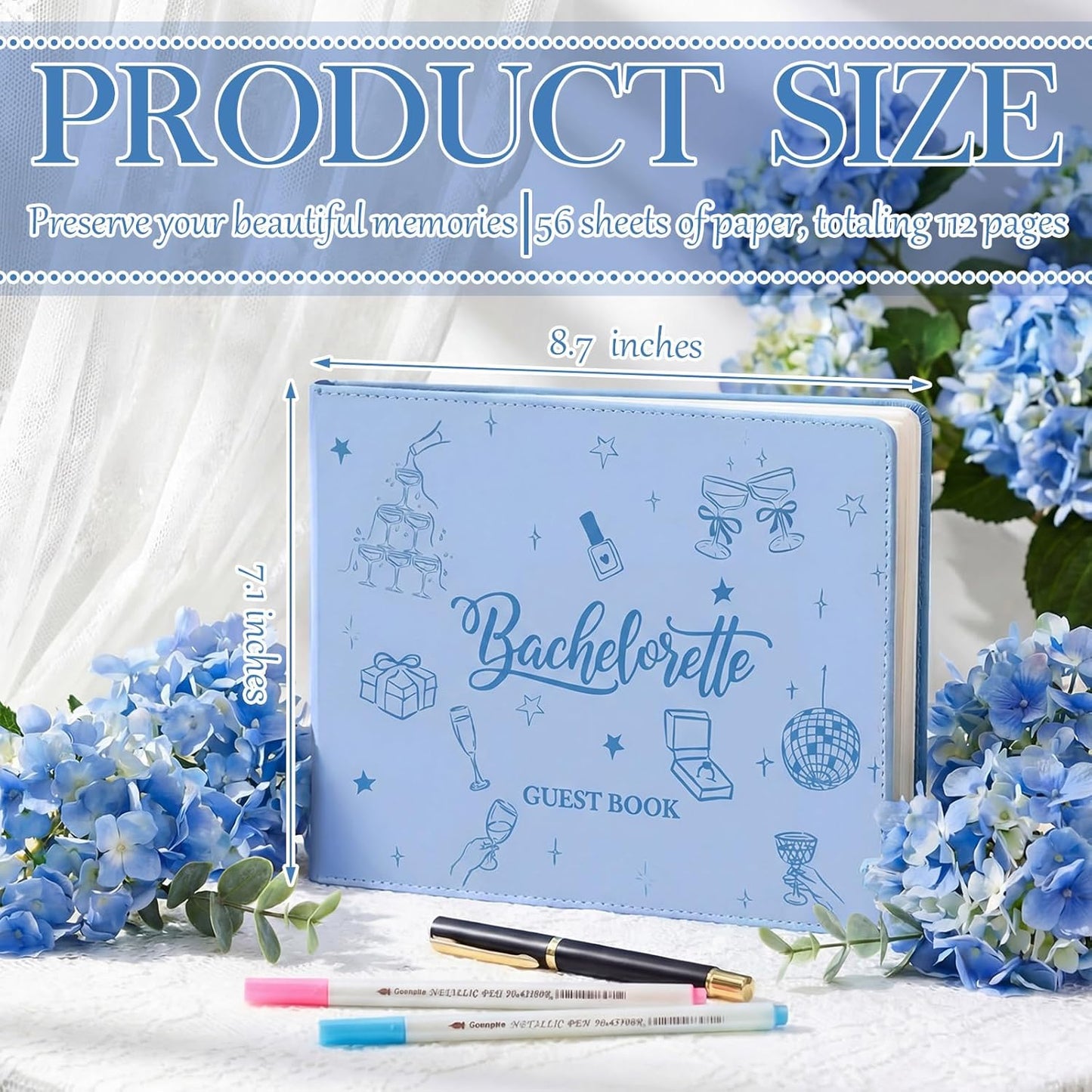 Patelai Bachelorette Party Guest Book with Pen, 8.7 x 7.1 Inches for Bridal Shower Scrapbook Photo Album Signature Memory Keepsake Book Bachelorette Wedding Party Favors, 56 Sheets