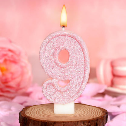 Cute Number 3 Birthday Candle, Glitter Pink Number Candles, Birthday Cake Topper Decoration, Party Supplies Anniversary Celebrations