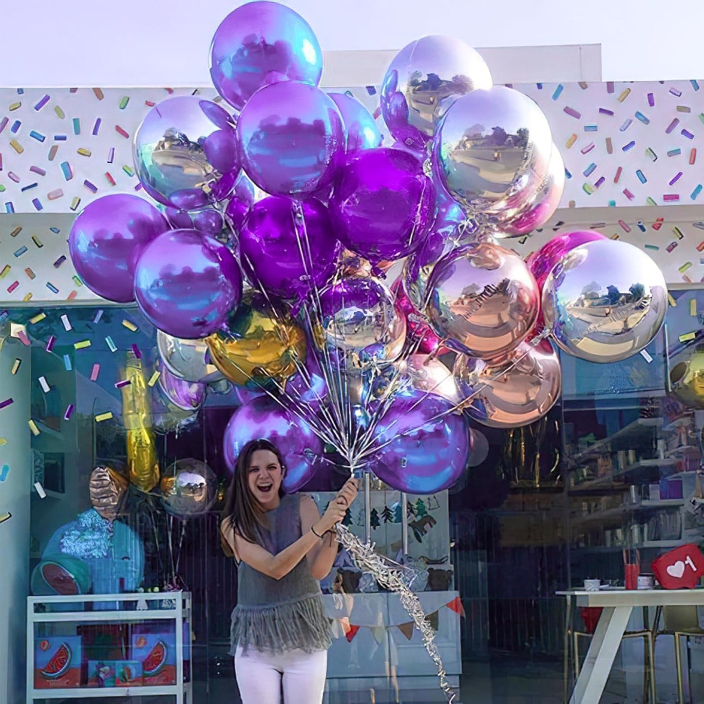 PartyWoo Metallic Gold Foil Balloons 20pcs Different Sizes Pack of 22 15 10 Inch Large Round Foil 4D Inflatable Mirror Ball Mylar Balloons for Graduation Birthday Baby Shower Party Decorations