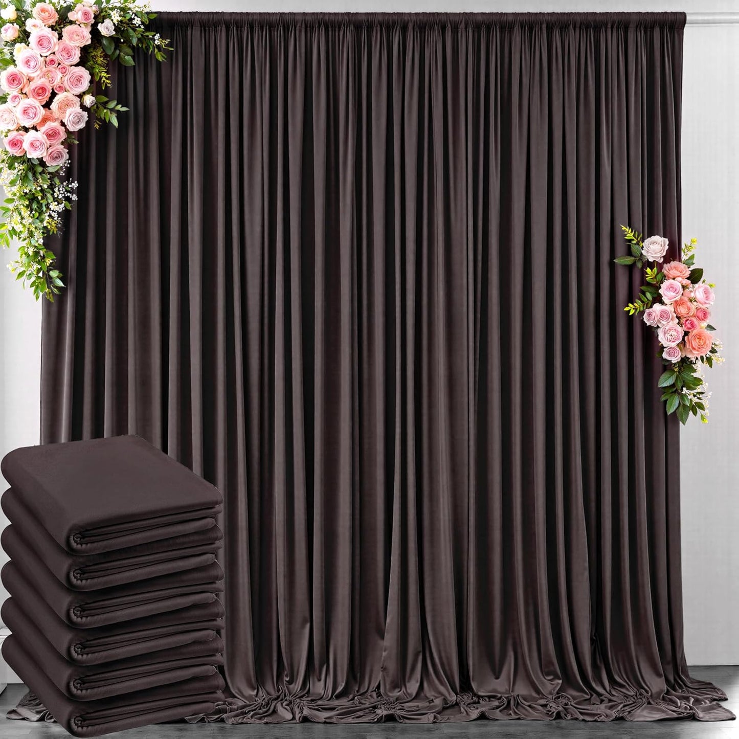 10 ft x 10 ft Wrinkle Free White Backdrop Curtains for Wedding Parties, Polyester Photography Backdrop Drapes for Birthday Parties Stage Backdrop Stand, 2 Panels 5x10FT Background Curtains