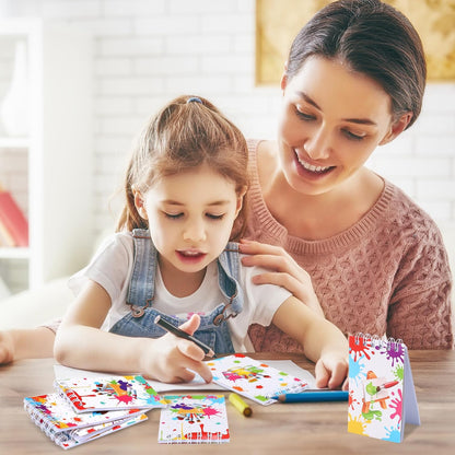 Faccito 24 Pieces Art Painting Party Mini Notebooks Art Party Favors Paint Splatter Spiral Notepads Paintbrush Splatter Small Pocket Notepads for Birthday Classroom Rewards Supplies