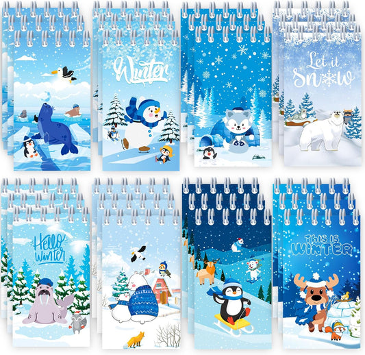 24 Pcs Winter Mini Notebook Winter Polar Animals Polar Bear Penguin Winter Party Favors Polar Animals Spiral Pocket Notebook Winter Holiday Birthday Party Goodie Bag Gift Stuffer