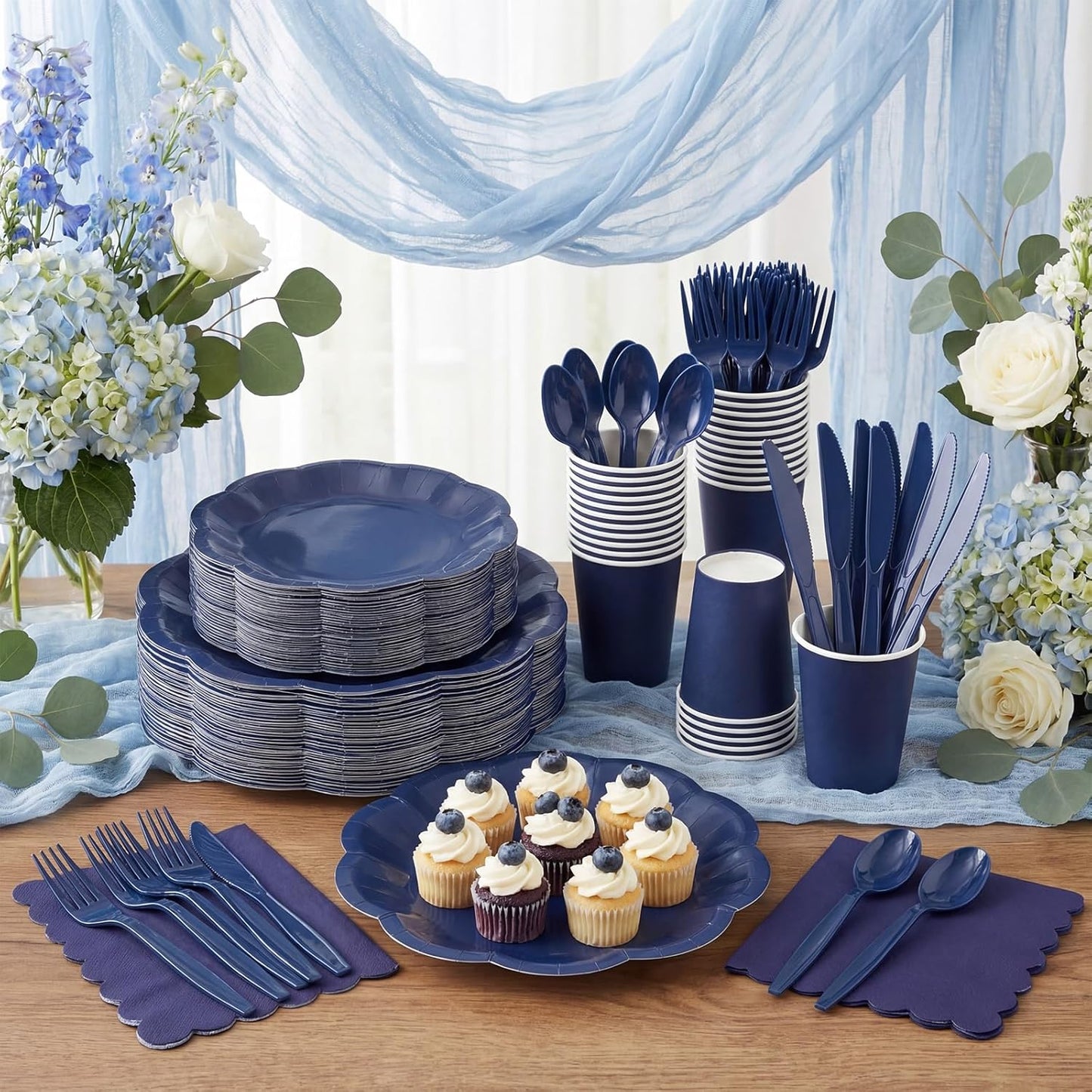 NatNarr 175 Pcs Sage Green Plates and Napkins Set, 25 Guest Sage Green Party Supplies Include Scalloped Paper Plate Napkin Cup Forks Knives Disposable Plastic Cutlery for Wedding Baby Shower Birthday