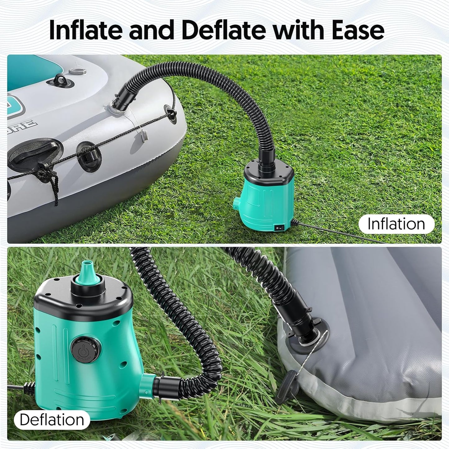 MAACOULD Electric Air Pump for Inflatables: Air Mattress Pump for Balloons Pool Floats Boat for Quick-Fill Inflator/Deflator - 400W 110V AC Inflatable for Gender Reveal Celebration Party Outdoor Home