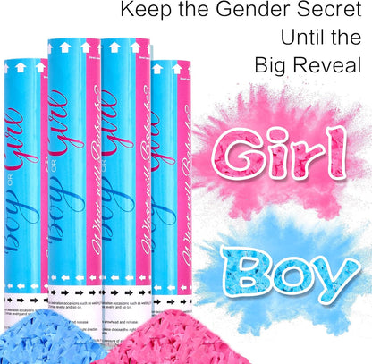 Biodegradable Pink Gender Reveal Confetti Poppers 4Pack