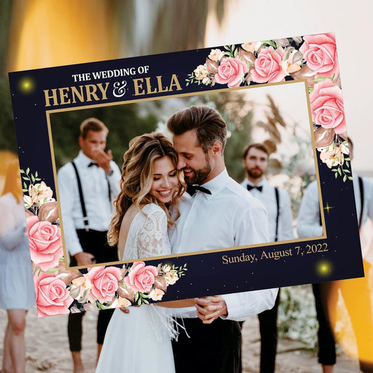 Generic Personalized Wedding Selfie Frame, Photo Booth Prop, Multi Color, Rectangular, 8.25 Inches, Single Picture Frame, Plastic Frame & Back, Tabletop Mounting, Wedding Occasion
