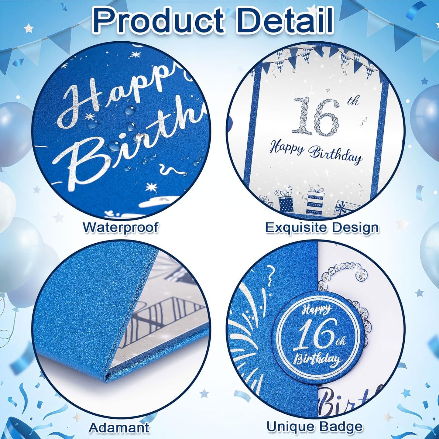 Blue and Silver 16th Birthday Party Decoration Guest Book 16th Happy Birthday Guest Sign in Book Perfect Signature Cardboard Party Supplies Great Birthday Gift for Boys