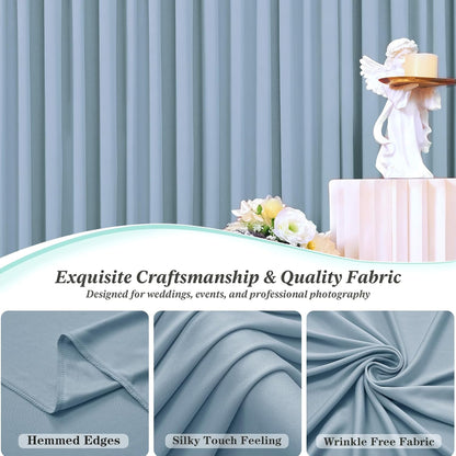 10 ft x 10 ft Wrinkle Free White Backdrop Curtains for Wedding Parties, Polyester Photography Backdrop Drapes for Birthday Parties Stage Backdrop Stand, 2 Panels 5x10FT Background Curtains