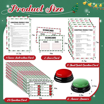 20 Pcs Retirement Friendly Feud Game Set Retirement Party Game Trivia Quiz with 18 Card 2 Buzzer for Adults Family Games Activities Party Supplies, Battery Not Included