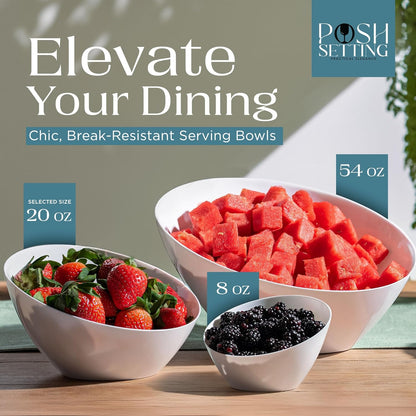 Posh Setting Crystal Clear, Disposable Premium Hard Plastic Medium Angled Bowl, Party, Salad, Snack and Fruit Bowl 5 Pack