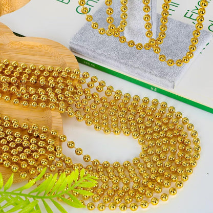 EOBOH 144PCS Mardi Gras Beads, Metallic 12 Kinds Bead Necklace Party Supplies, 33" Mardi Gras Necklace Costume Stuff, Festival Parade Throw Accessories for Wedding Birthday Celebrations Decorations