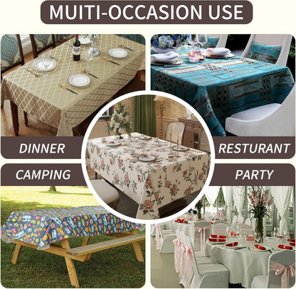 Rectangle Table Cloth,100% Waterproof Tablecloth Oil Proof Spill Proof Vinyl Table Cloth, Wipe Clean Plastic Table Cover for Dining, Camping, Indoor and Outdoor 52" x 70",Leaves