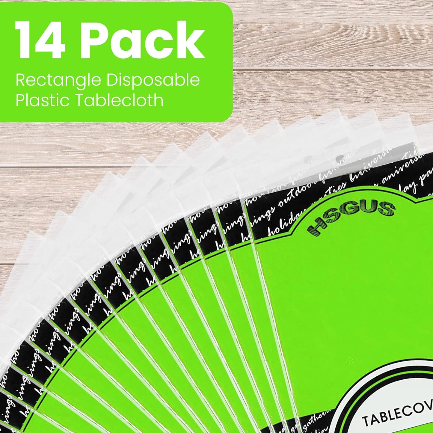 14 Pack Black 54 x 108 in. Rectangle Disposable Plastic Tablecloths - Smooth Decorative Covers for Parties, Weddings