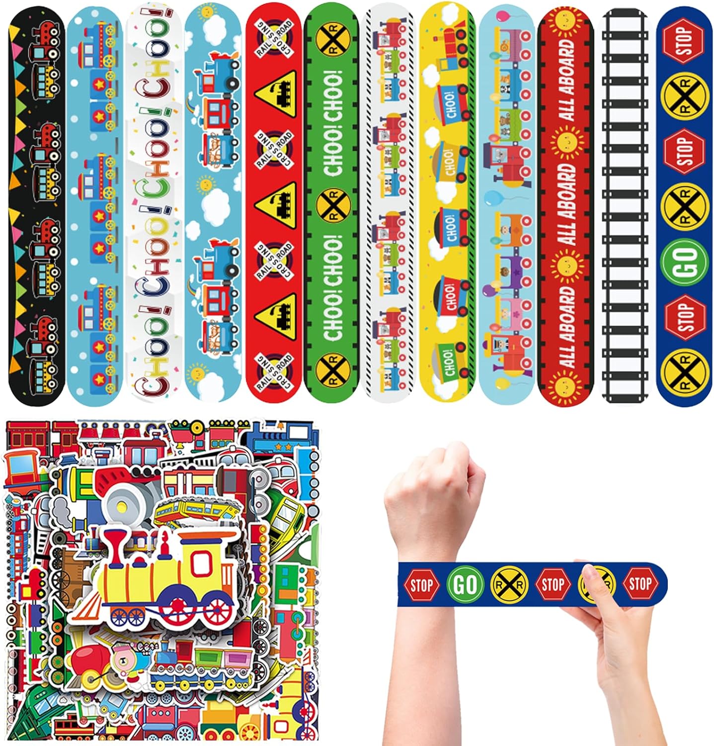 CZWXOXO 74 Pcs Racing Theme Party Favors 24 Pcs Slap Bracelets 50 Pcs Stickers Racing Birthday Party Decorations，Classroom Rewards Supplies