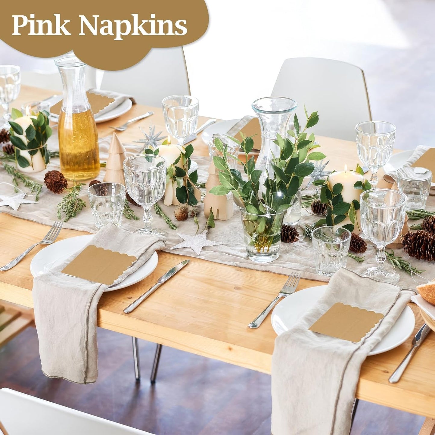 100 Pcs Cocktail Napkins, 2-Ply 5 x 5 Inches Disposable Scalloped Napkins, Thick Premium Dessert Napkins for Party, Wedding, Dinner, Birthday, Anniversary, Festival (Sage Green)