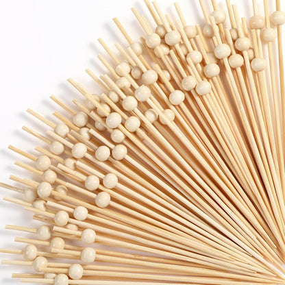 Reallnaive 600 Pcs Cocktail Pick Pearl Fancy Toothpick for Appetizer 4.7 Inch Long Skewer for Drink Fruit Food Bamboo Stick Wedding Bridal Shower Decoration Charcuterie Accessories (White)