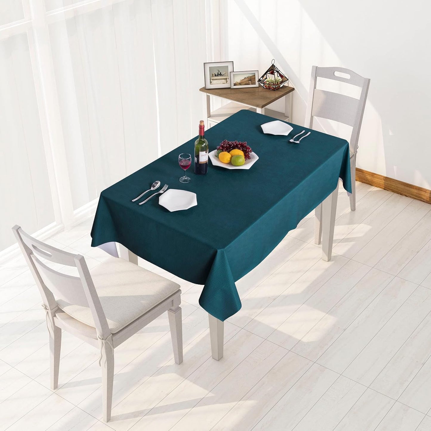 sancua Clear Plastic 100% Waterproof Tablecloth - 54 x 78 Inch - Vinyl PVC Rectangle Table Cloth Protector Oil Spill Proof Wipe Clean Table Cover for Dining Tables, Parties & Camping, Crystal Clear