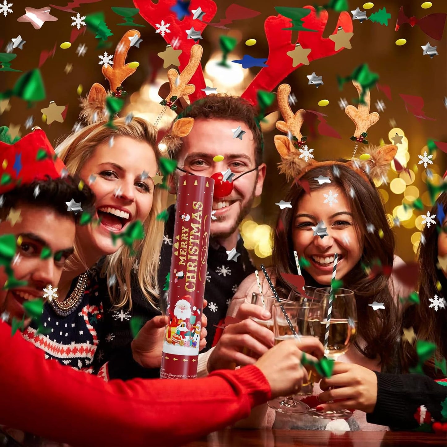 Confetti Cannons Confetti Poppers 5 Pack,15 Inch Gold Party Poppers Confetti Shooters, WORKKEEP Yello Confetti Pop for Birthday Wedding Celebration Halloween Decorations Air Powered Confetti Gun