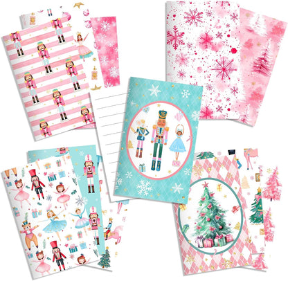 24Packs Ballerina Nutcracker Mini Notepads - Christmas Soldier Ballet Fairy Pocket Notebooks with 12 Designs & Lined Pages, 3.15x4.92 Inches Journal Memo Pads for Xmas Winter Holiday Party Favors