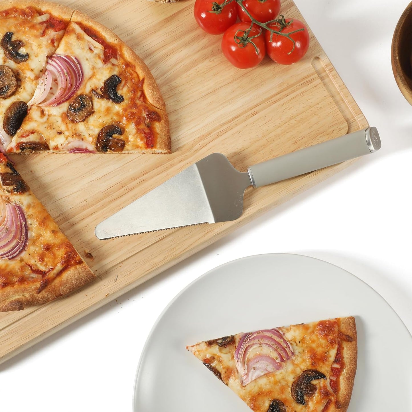 Calphalon Edge Stainless Steel Pie Server w/Thermoplastic Rubber Handle - Taupe