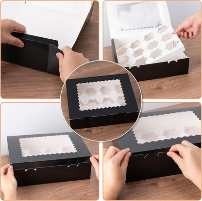Hoewina 6PCS Cupcake Boxes - Hold 12 Count Cupcake Containers with Window, Food Grade Cupcake Holder Easy Transport and Presentation - Ideal for Cupcakes, Desserts, and More
