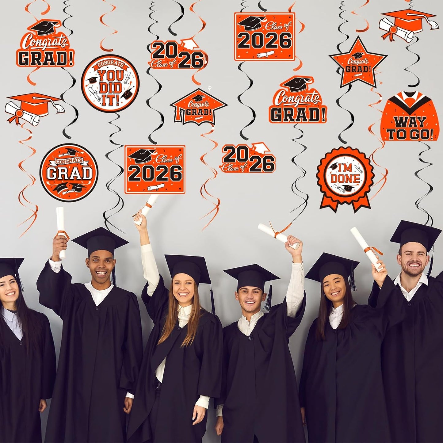 31 Pieces Graduation Decorations Class of 2026, Graduation Hanging Swirl Congrats Grad and Graduation Party Decorations(red, Black)