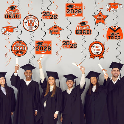 31 Pieces Graduation Decorations Class of 2026, Graduation Hanging Swirl Congrats Grad and Graduation Party Decorations(red, Black)