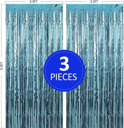 Birthday Party Decorations: 3 Pack 3.3 x 9.9 ft Gold Foil Fringe Curtains Party Supplies, Tinsel Curtain Backdrop for Parties/Birthday/Photo Booth
