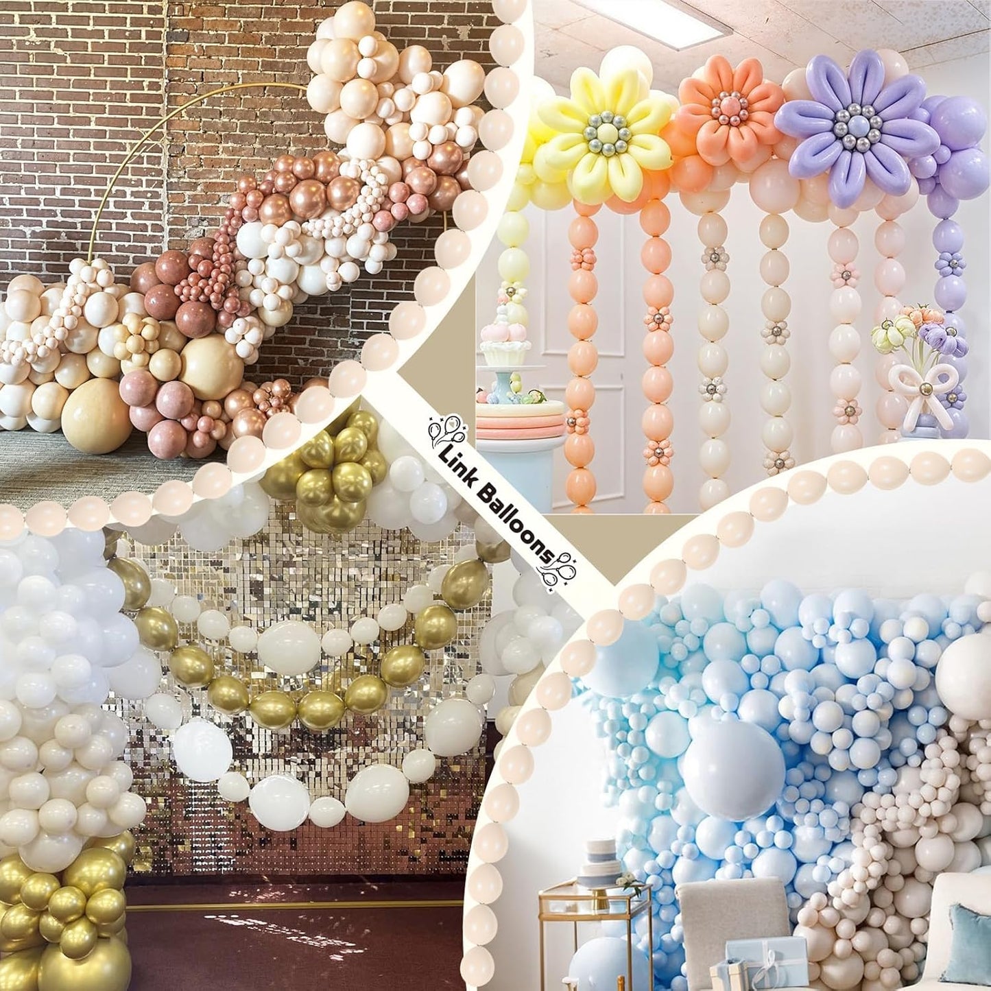 Gold Quick Link Balloons, 60PCS Linking for Balloon Wall Arch Chains, 6inch Linkable for Wedding Birthday Baby Shower Engagement Graduation Party Decorations