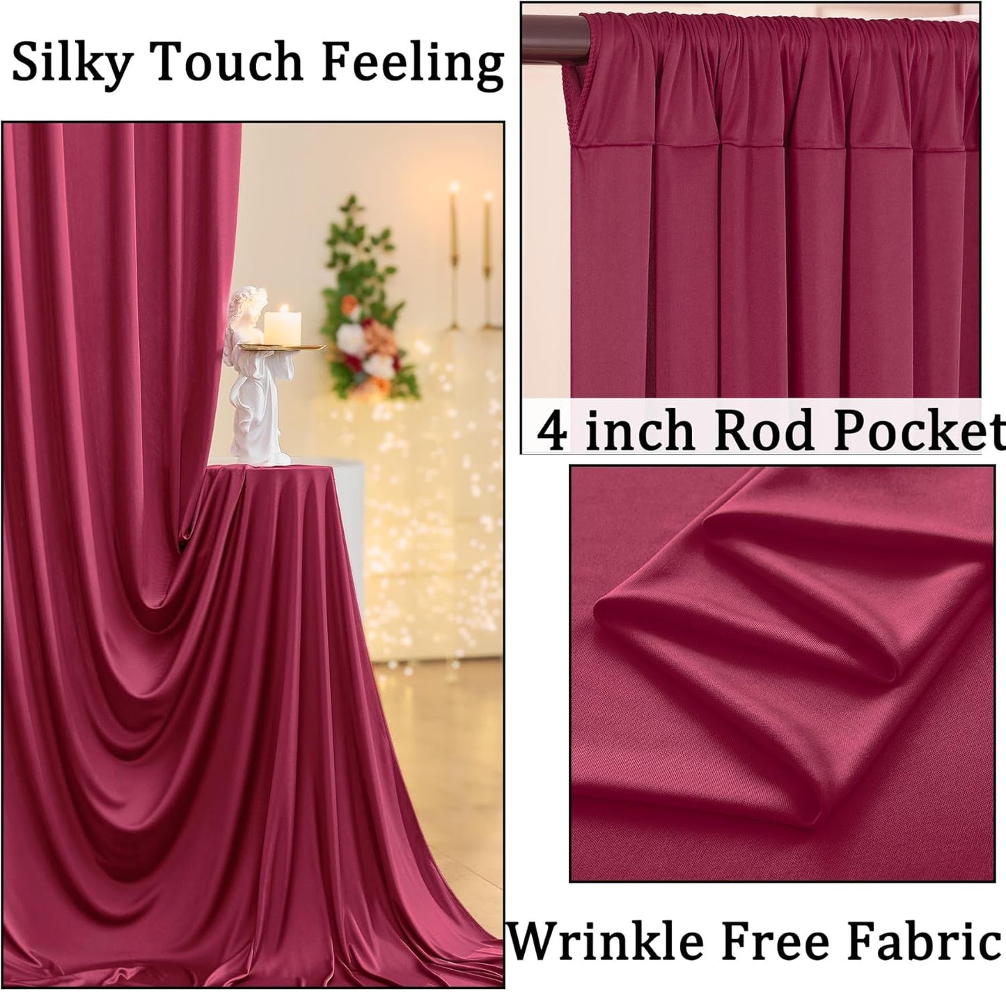 10ftx10ft Black Backdrop Curtains for Weddings Parties, Wrinkle Free 2 Panels Silky Polyester Photo Backdrop Drapes Back Drop Cloth Drapery for Birthday Mother'sDay Photography Background