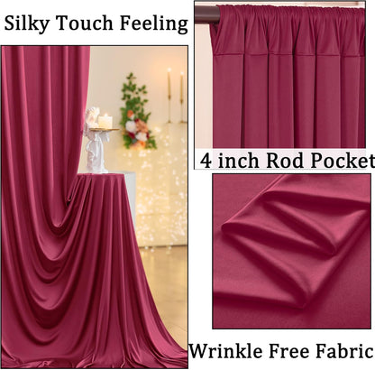 10ftx10ft Black Backdrop Curtains for Weddings Parties, Wrinkle Free 2 Panels Silky Polyester Photo Backdrop Drapes Back Drop Cloth Drapery for Birthday Mother'sDay Photography Background