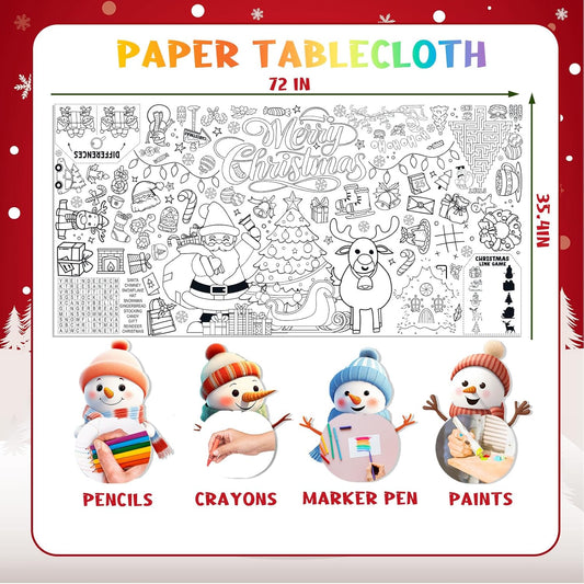 YQUQWN Giant Spring Coloring Tablecloth with Stickers 72x35 Inch Paper Coloring Banner Large Coloring Poster for Spring Crafts Activities Party Table Decorations