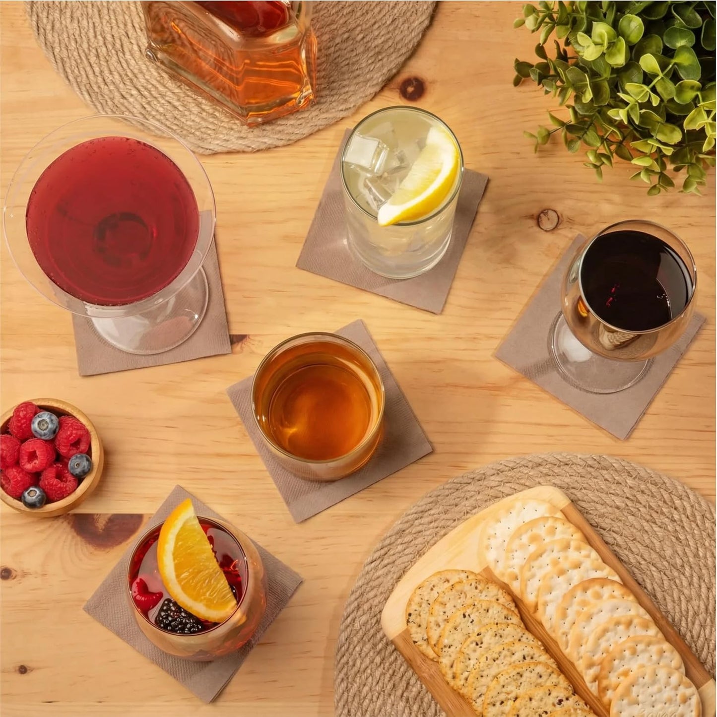AH AMERICAN HOMESTEAD Cocktail Napkins-Disposable Beverage/Bar Napkins-White Linen-Like Square Napkins-Eco-Friendly & Compostable-Everyday Use, Party or Wedding 4.75inch x 4.75inch (100 Count, White)