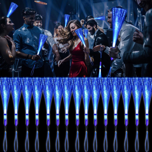 30 Pack Blue Fiber Optic Wands Glow Fiber Wands Bulk LED Light Up Wands with 3 Flashing Modes LED Flashing Sticks for July 4th Halloween Christmas Wedding Birthday Carnival Bachelor Party