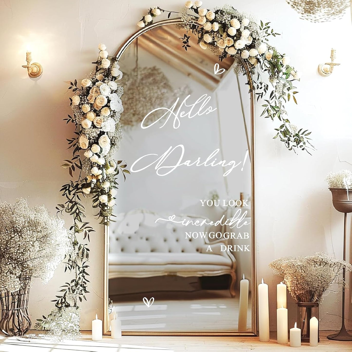Custom Name Welcome to Our Wedding Signs Personalized Wedding Mirror Decals Selfie Mirror Decal for Wedding Entry Reception Display Golden Date Marriage DIY Vinyl Lettering Welcome Party Decoration