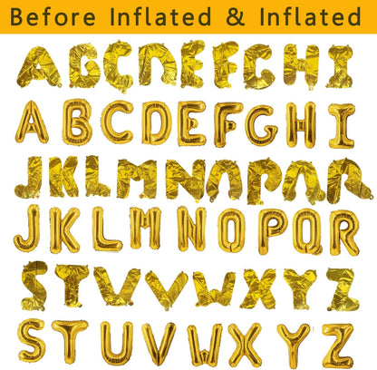 52 Pcs Gold Letter Balloons Foil Alphabet A to Z Balloons Personalized Phrase Banner for Birthday Shower Wedding Party Supplies Custom Balloon Decor 16 Inch