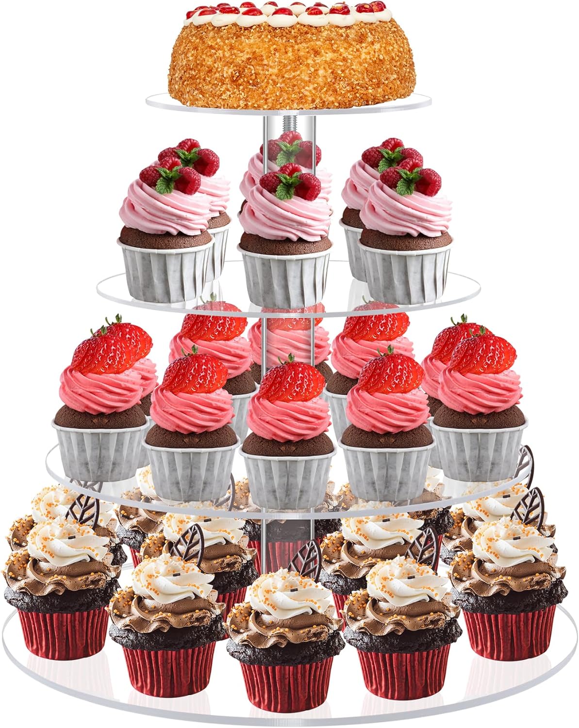 Acrylic Cupcake Tower, 7-Tier Round Cake Stand for 100 Cupcakes, Dessert Display for Parties & Weddings