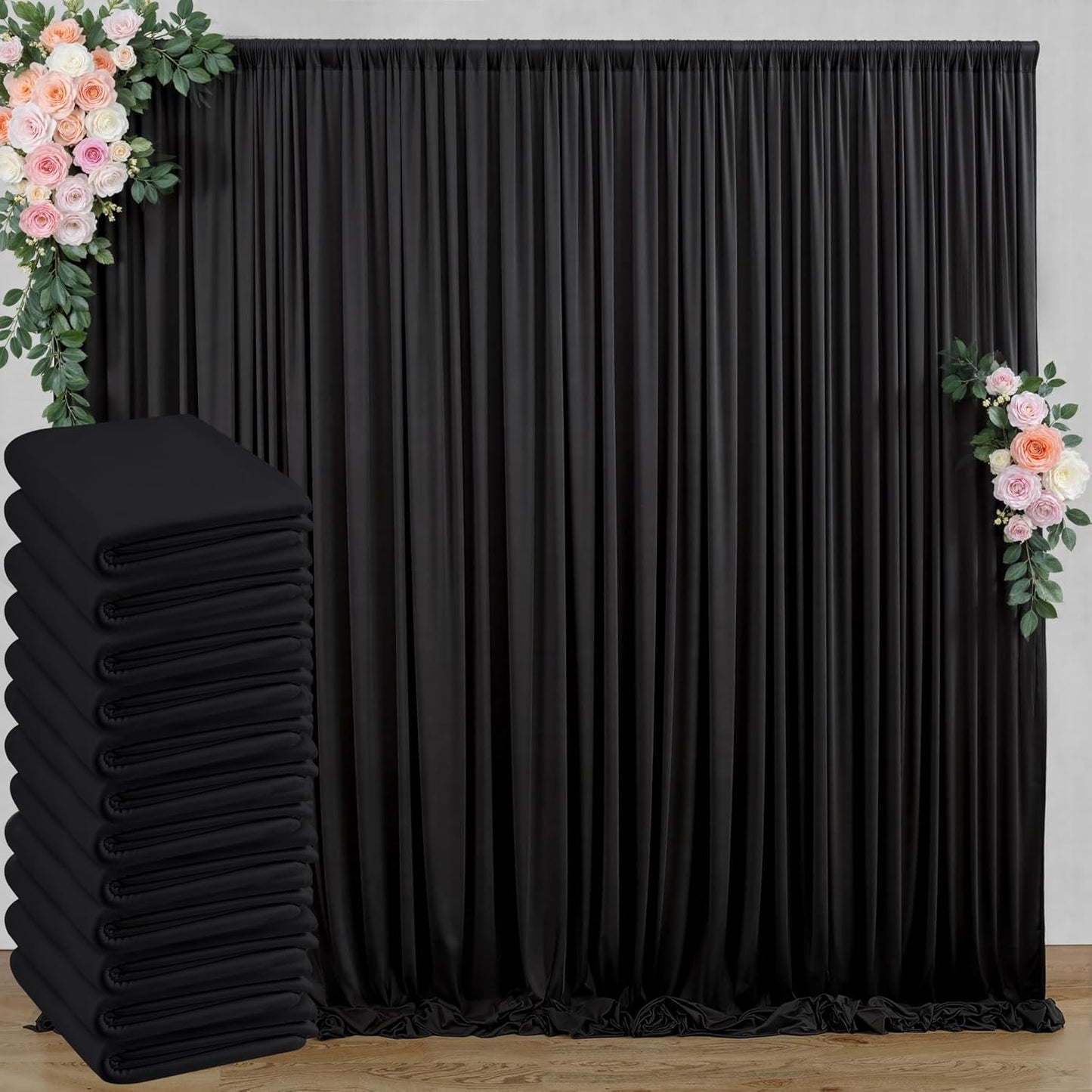 10 ft x 10 ft Wrinkle Free White Backdrop Curtains for Wedding Parties, Polyester Photography Backdrop Drapes for Birthday Parties Stage Backdrop Stand, 2 Panels 5x10FT Background Curtains
