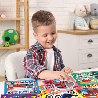 24 Sheets 8.27''×5.9'' Make Your Own Stickers for Kids Toddlers, Make a Face Stickers Mix and Match with Unicorns Dinosaur Horse and Sea Animals for Kids Party Favors Activities