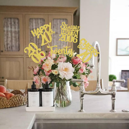 15 PCS 50th Birthday Centerpiece Sticks Fifty Happy 50th Straight Outta 1976 Table Flower Centerpieces Sticks Cheers to 50 Floral Decorations for 50th Birthday Party Centerpieces Supplies Black
